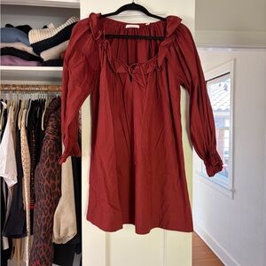 Chic Burgundy Long Sleeve Dress